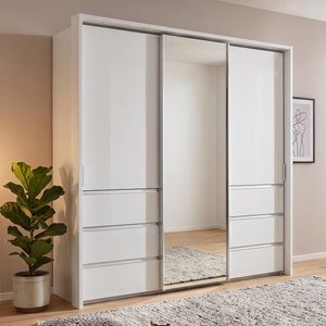 Schwebetüren-Kleiderschrank Tanaria mit Spiegel und Schubladen