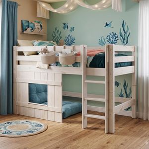 Hütten-Mini-/Midi-Hochbett Kids Paradise Kiefer Massivholz mit Lattenrost