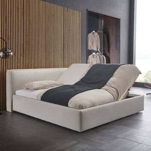 HOMELIV. Polsterbett Cordoba Webstoff mit Bettkasten und Lattenrost