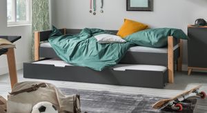 Ausziehbett Kids Nordic Buche teilmassiv mit Lattenrost und Bettschublade