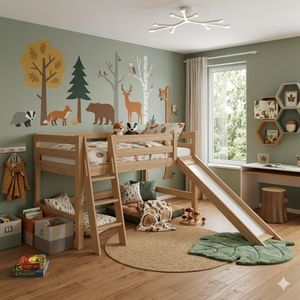 Mini-Hochbett Kids Paradise Kiefer Massivholz mit Lattenrost 90x200 cm