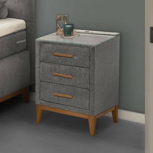 Polsternachttisch Jared Microvelours H 70cm mit LED-Beleuchtung und USB-Anschluss