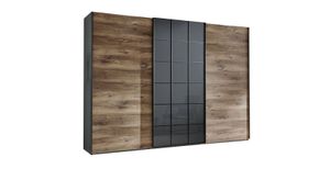 Schwebetüren-Kleiderschrank Arbaro Eiche Dekor mit Glasfront