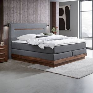 Hasena Boxspringbett Elegant Nussbaum Webstoff mit Kopfteil Zoe