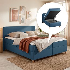 HOMELIV. Boxbett Kannur Webstoff mit Bettkasten