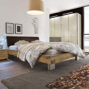 Balkenbett Limeira Wildeiche Vintage Massivholz