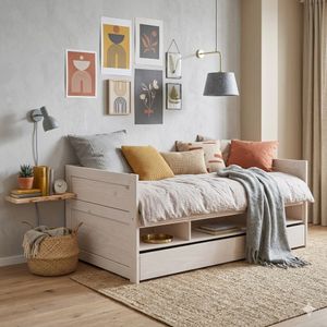 LIFETIME Sofa-Kojenbett Original Kiefer Massivholz mit Lattenrost und Schubkasten