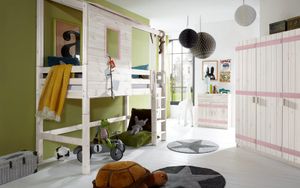 Abenteuer-Mini-/Midi-Hochbett Kids Paradise Kiefer Massivholz mit Lattenrost