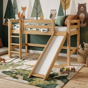 Mini-Hochbett Kids Paradise Kiefer Massivholz mit Lattenrost 90x200 cm