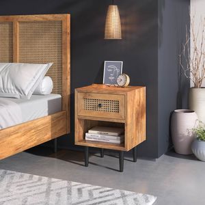 HOMELIV. Nachttisch Asmara Mango Massivholz H 55cm