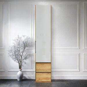 Interliving Drehtüren-Kleiderschrank 1205 Eiche Dekor mit Glasfront und Schubladen