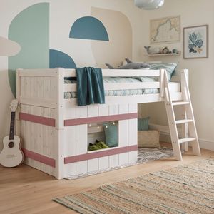 Hütten-Mini-/Midi-Hochbett Kids Paradise Kiefer Massivholz mit Lattenrost