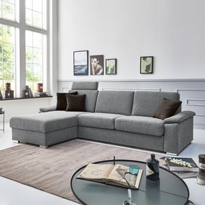Eck-Schlafsofa Cesio Webstoff mit Lattenrost und Bettkasten Ottomane links