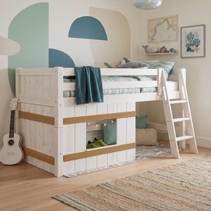 Hütten-Mini-/Midi-Hochbett Kids Paradise Kiefer Massivholz mit Lattenrost