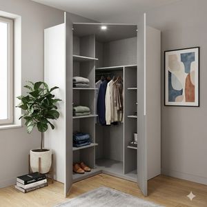 Eck-Kleiderschrank Ceprano mit Beleuchtung