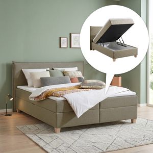 HOMELIV. Boxbett Zibo Webstoff mit Bettkasten