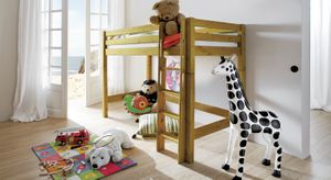 Midi-Hochbett Kids Paradise Kiefer Massivholz mit Lattenrost