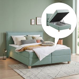 HOMELIV. Boxbett Zibo Webstoff mit Bettkasten