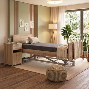 Komfortbett mit Pflegebett-Funktion Hiddensee Eiche Dekor mit Lattenrost