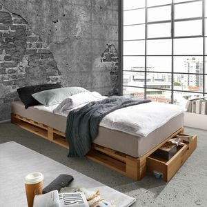 Palettenbett Nimba Kiefer Massivholz mit Schubkasten