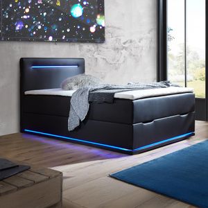 Boxspringbett Xaya Kunstleder mit Beleuchtung und Bettkasten