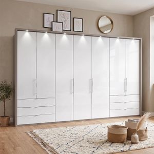 Drehtüren-Kleiderschrank Selca mit Glasfront und Schubladen