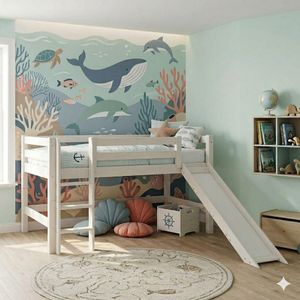 Mini-Hochbett Kids Paradise Kiefer Massivholz mit Lattenrost 90x200 cm