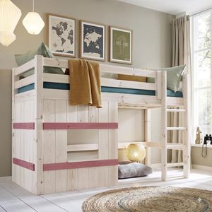 Hütten-Mini-/Midi-Hochbett Kids Paradise Kiefer Massivholz mit Lattenrost