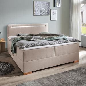 Boxspringbett Noar Webstoff mit Beleuchtung und Bettkasten