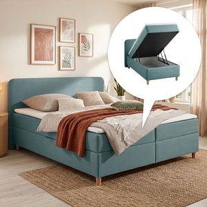 HOMELIV. Boxbett Kannur Webstoff mit Bettkasten