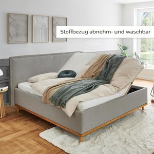 HOMELIV. Polsterbett SwitchIT Örebro Webstoff mit Bettkasten und Lattenrost
