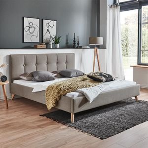 HOMELIV. Polsterbett Maliana Velours/Webstoff