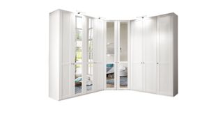 Eck-Kleiderschrank Alvito mit Beleuchtung und Spiegel