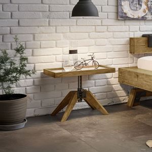 Bett-Beistelltisch Valdivia Wildeiche Massivholz H 34-53cm