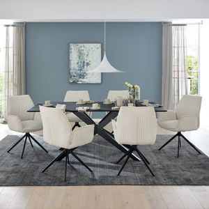 Musterring Essgruppe Tiama 7-tlg. Tisch 180x100cm Cord/Charakter-Eiche
