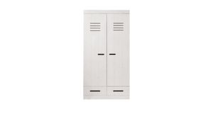 Drehtüren-Kleiderschrank Derby Kiefer Massivholz mit Schubladen