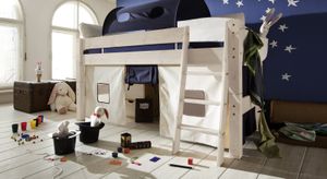 Mini-Hochbett Kids Dreams Kiefer Massivholz mit Lattenrost