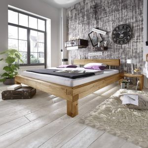 Balkenbett Claro Komfort Wildeiche Massivholz