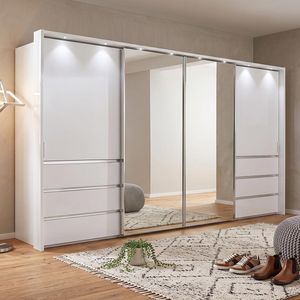 Schwebetüren-Kleiderschrank Tanaria mit Spiegel und Schubladen