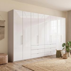 Drehtüren-Kleiderschrank Selca mit Glasfront und Schubladen