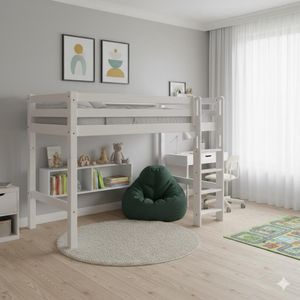 Midi-Hochbett Kids Paradise Kiefer Massivholz mit Lattenrost