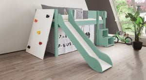 Mini-Rutschen-Hochbett Kids Town Color mit Kletterwand