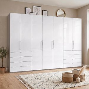 Drehtüren-Kleiderschrank Selca mit Glasfront und Schubladen