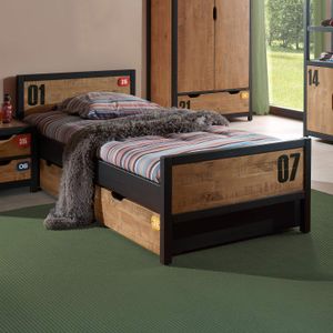 Ausziehbett Beli Kiefer teilmassiv mit Bettschublade
