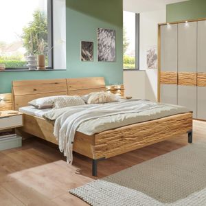 Bett Nerja Eiche teilmassiv Komfort mit Holzkopfteil