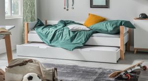 Ausziehbett Kids Nordic Buche teilmassiv mit Lattenrost und Bettschublade