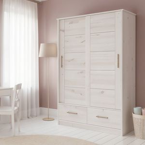 Schiebetüren-Kleiderschrank Kids Paradise Kiefer Massivholz mit Innenausstattung H 200cm