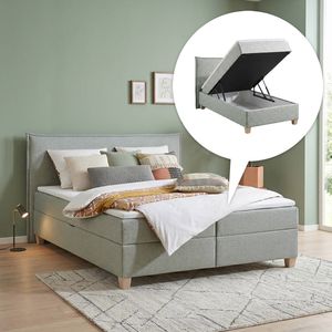 HOMELIV. Boxbett Zibo Webstoff mit Bettkasten