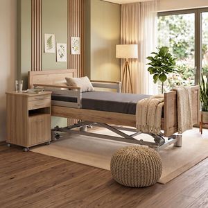 Komfortbett mit Pflegebett-Funktion Hiddensee Eiche Dekor mit Lattenrost