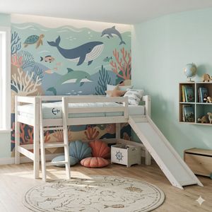 Mini-Hochbett Kids Paradise Kiefer Massivholz mit Lattenrost 90x200 cm